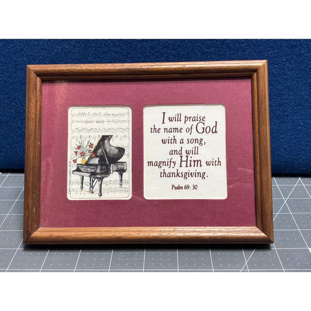 6x8 Mauve Matted Picture Praise God with a song‎ Thanksgiving Psalm 69:30 Piano
